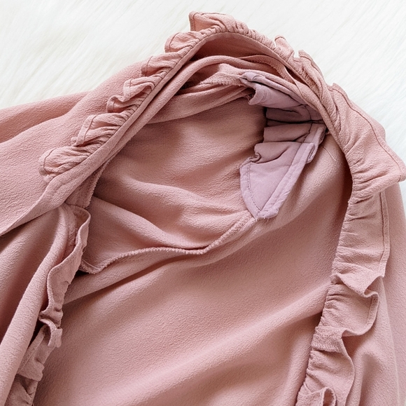 ba&sh Ruffle Trim Unity Blouse Top In Pink | Size 2/M - Picture 11 of 16